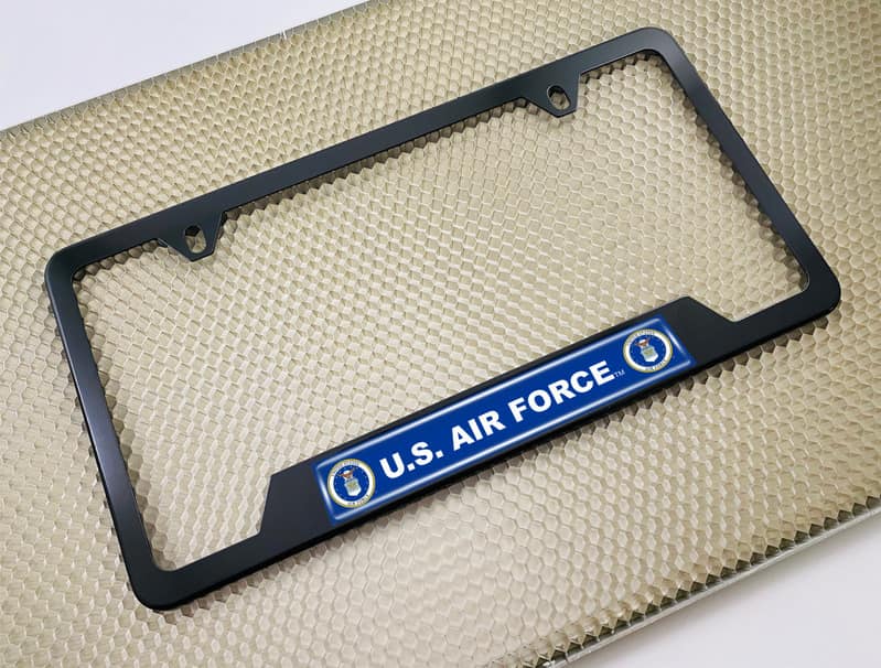 U.S. Air Force - Stainless Steel Black 2-hole Car License Plate Frame